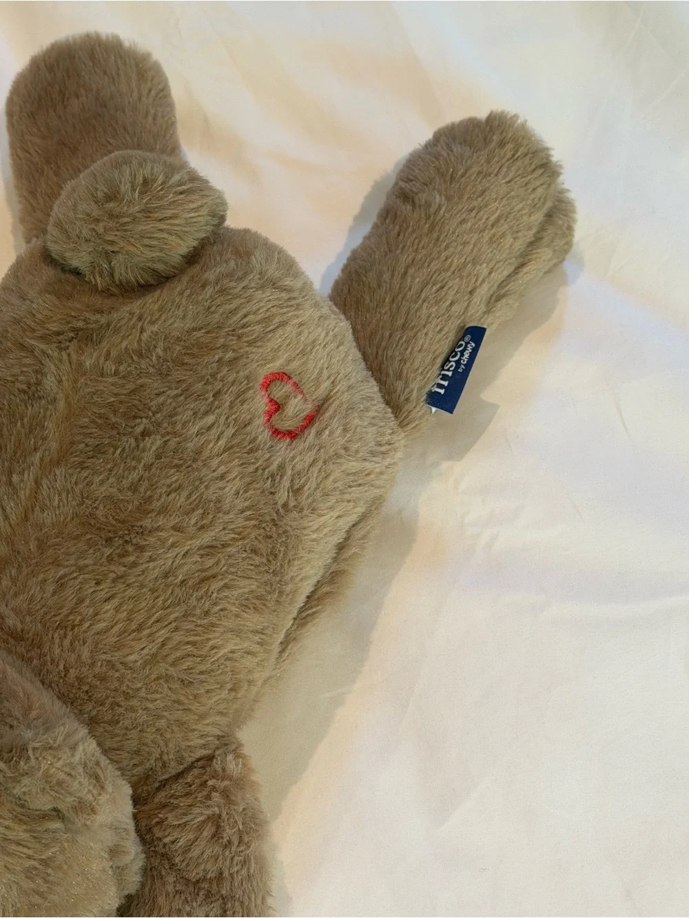 DOG Plush Brown Bear Holding Red Heart LIKE NEW!